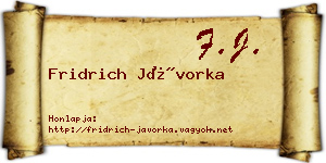 Fridrich Jávorka névjegykártya